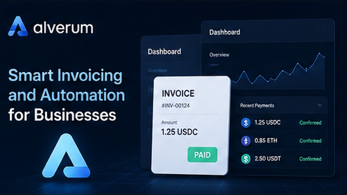 Smart crypto invoice dashboard with AI payment tracking and Alverom branding