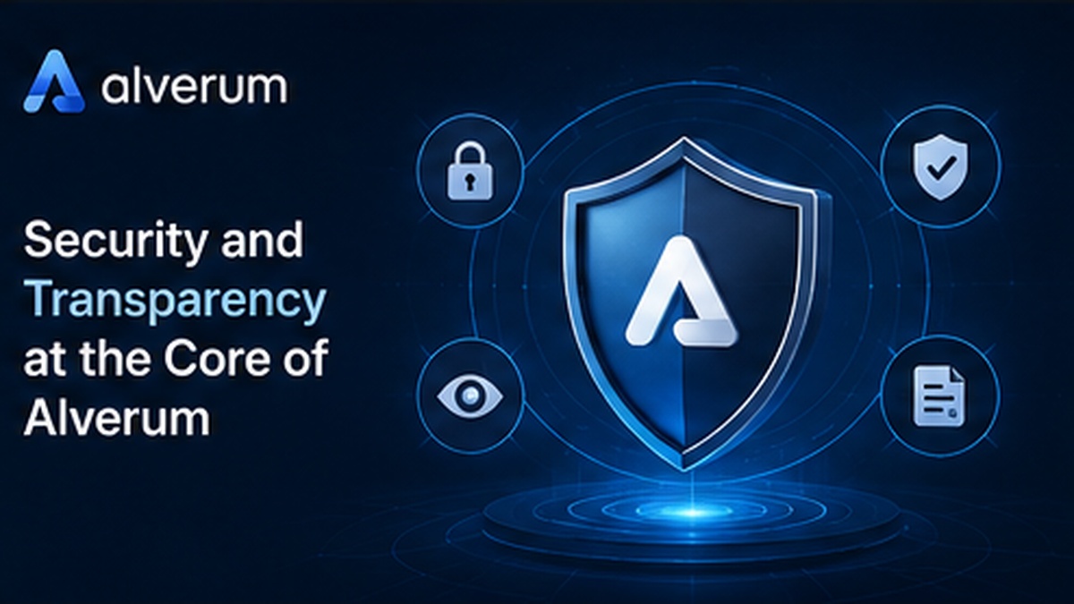 Security shield protecting digital assets and crypto payment network with Alverom branding